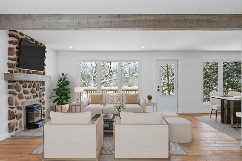 Living Room - 160 Rue L'Allier, Labelle, QC - Indoor Photo Showing Living Room With Fireplace