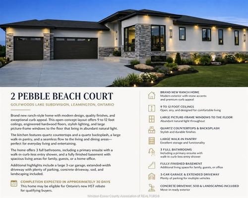 2 Pebble Beach Court, Leamington, ON 