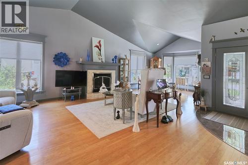 105 Sargent Crescent, Lake Diefenbaker, SK - Indoor Photo Showing Living Room With Fireplace