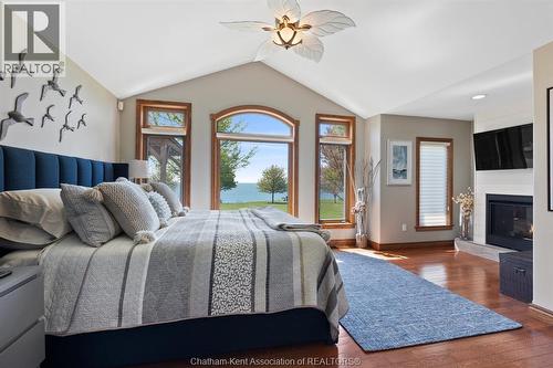 6576 Talbot Trail, Merlin, ON - Indoor Photo Showing Bedroom With Fireplace
