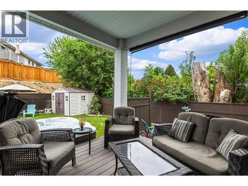 Elevated Covered Deck with Shade Screen - 827 Juniper Road, Kelowna, BC - Outdoor With Deck Patio Veranda With Exterior