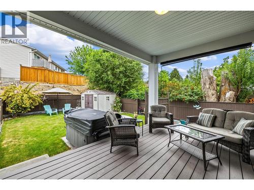 Covered Composite Deck to Backyard and Hot Tub - 827 Juniper Road, Kelowna, BC - Outdoor With Deck Patio Veranda With Exterior