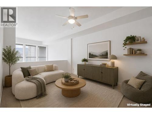 Virtually Staged - Loft Primary Suite - 1775 Chapman Place Unit# 101, Kelowna, BC - Indoor Photo Showing Living Room