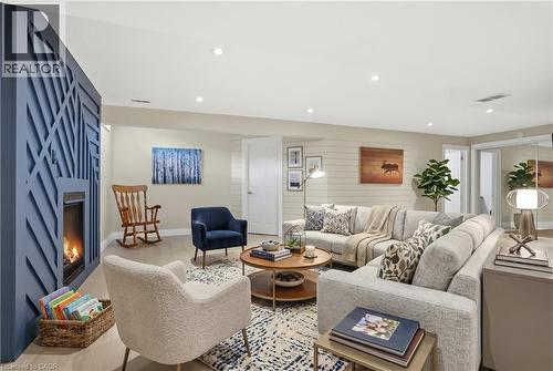 1300 Silvan Forest Drive, Burlington, ON - Indoor Photo Showing Living Room With Fireplace