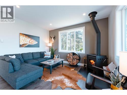 Cozy wood stove in Living Room. - 8420 Highway 23 Highway S Lot# 1, Revelstoke, BC - Indoor Photo Showing Living Room