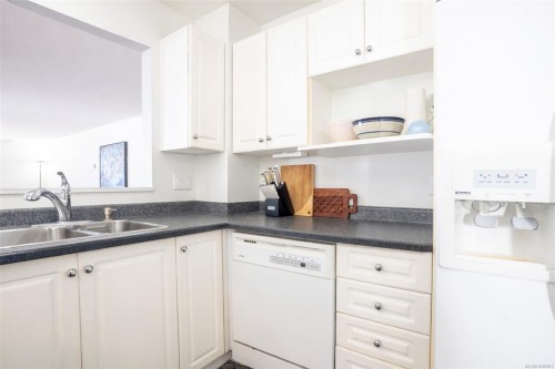 #306-5110 Cordova Bay Rd, Saanich, BC - Indoor Photo Showing Kitchen With Double Sink