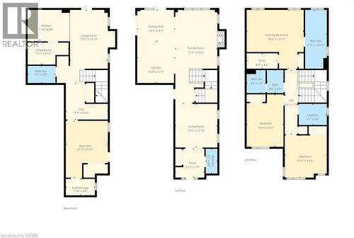 Floor plans for all three floors - 101 Westfield Crescent, Waterdown, ON 