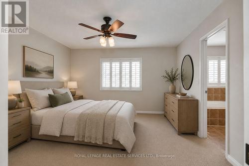 Virtually Staged - Primary Bedroom w/4-PC Ensuite - 3221 Sharp Road, Burlington, ON - Indoor Photo Showing Bedroom