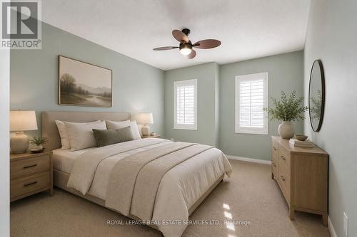 Virtually Staged - Second Bedroom w/Cal. Shutters - 3221 Sharp Road, Burlington, ON - Indoor Photo Showing Bedroom