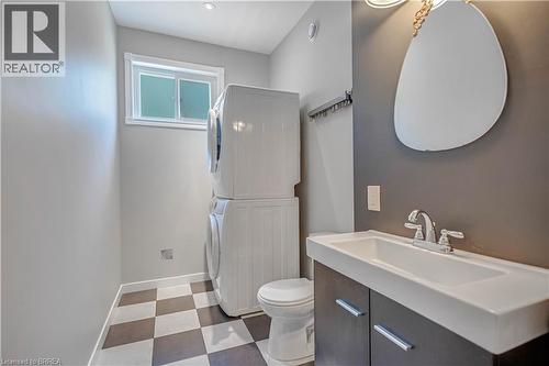 Laundry Room + Powder Bathroom Main Level - 156 St Johns Road W, Simcoe, ON - Indoor Photo Showing Bathroom