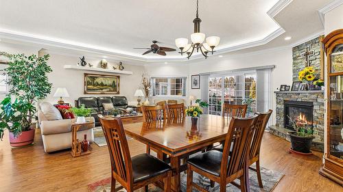 1808 Erickson Road, Creston, BC - Indoor Photo Showing Dining Room With Fireplace
