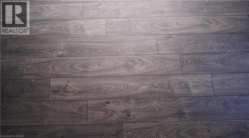 Dark wood-finish flooring with visible grain and varied plank lengths - 10 Birmingham Drive Unit# 129, Cambridge, ON - Indoor Photo Showing Bathroom