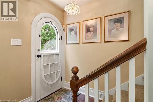 Original front door (folds down). Silk curtain available. Stairway to upper level - 3040 First Street, Burlington, ON - Indoor Photo Showing Bathroom