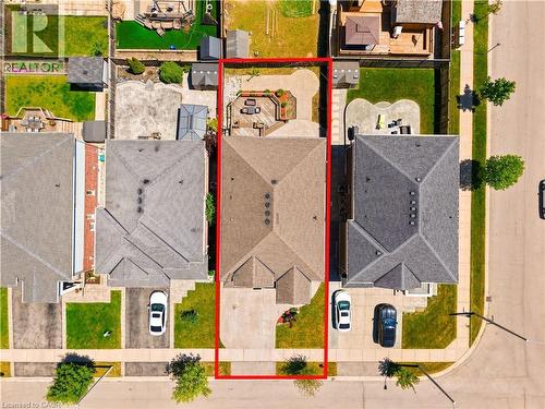 Aerial perspective showcasing the property's footprint - 92 Desoto Drive, Hamilton, ON - 
