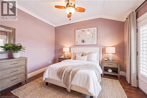 Vaulted ceiling with white plank details and a ceiling fan - 153 Elgin Street, Hamilton, ON - Indoor Photo Showing Other Room