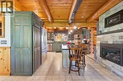 Exposed log beam ceiling - 