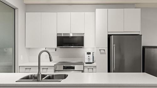 214-1289 Ellis Street, Kelowna, BC - Indoor Photo Showing Kitchen With Double Sink With Upgraded Kitchen