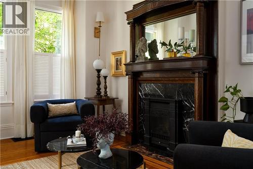 163 Duke Street, Hamilton, ON - Indoor Photo Showing Living Room With Fireplace