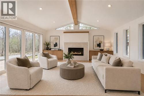 VIRTUALLY STAGED - 1066 Stockwell Avenue, Mississauga, ON - Indoor Photo Showing Living Room With Fireplace