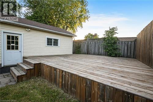 Expansive wooden deck with multi-level access - 124 Dunsmere Drive, Kitchener, ON - Outdoor With Exterior