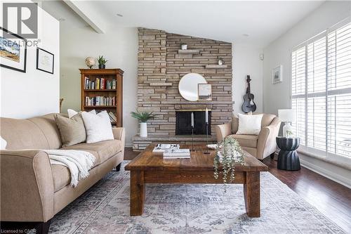 106 Cline Avenue S, Hamilton, ON - Indoor Photo Showing Living Room With Fireplace