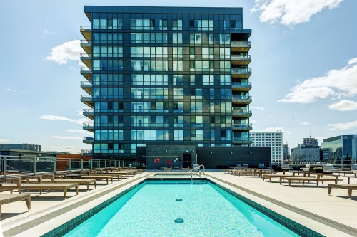 Pool - 704-1025 Rue De La Commune E., Montréal (Ville-Marie), QC - Outdoor With In Ground Pool With Balcony