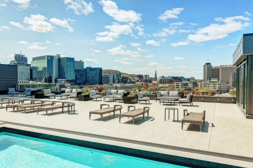 Patio - 704-1025 Rue De La Commune E., Montréal (Ville-Marie), QC - Outdoor With In Ground Pool With View
