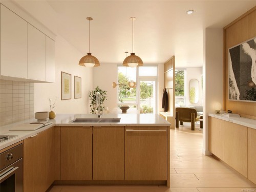 #106-335 Beechwood Ave, Victoria, BC - Indoor Photo Showing Kitchen With Double Sink