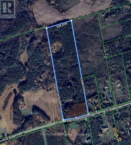 aerial boundary line estimate, not a survey. - 247483 5 Side Road, Mono, ON 
