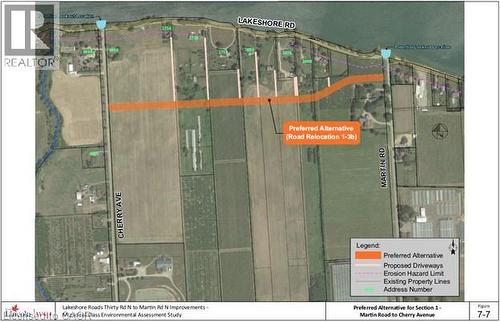 Environmental Assessment Study Map. Illustrating a preferred road relocation alternative and related property features - 3705 Service Road N, Beamsville, ON 