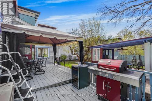Rear deck, with gazebo. - 132 High Street, Champlain, ON 