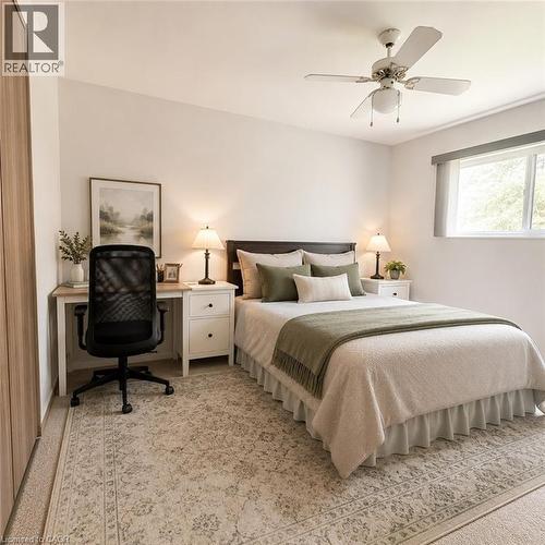 Neutral wall finish and ceiling fan with integrated lighting - 82 Blackwood Crescent, Hamilton, ON 