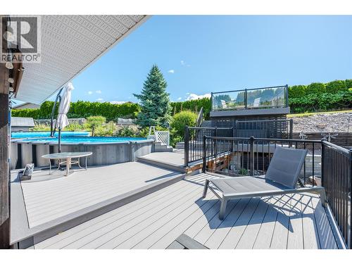 Back deck - 6763 Meadows Drive, Oliver, BC - Outdoor With Above Ground Pool With Deck Patio Veranda With Exterior