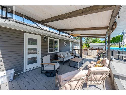 Back deck - enter from kitchen/dining room - 6763 Meadows Drive, Oliver, BC - Outdoor With Deck Patio Veranda With Exterior