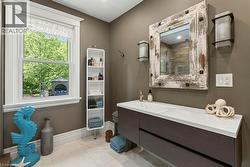 Modern vanity with integrated rectangular sink and two storage drawers - 