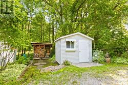 Backyard shed with storage and wood space - 