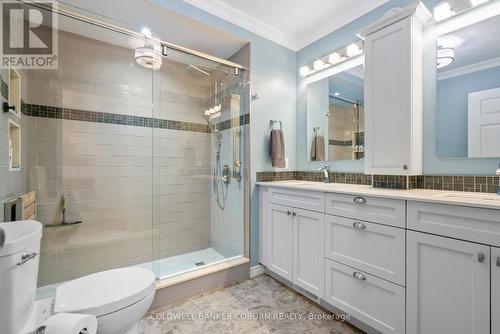 main bath with walk in shower, double sink vanity - 397 Burchill Road, Montague, ON 