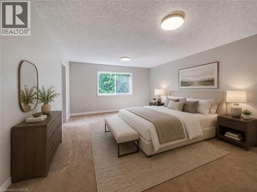 Primary bedroom virtually staged. - 712 Brookmill Place, Waterloo, ON 