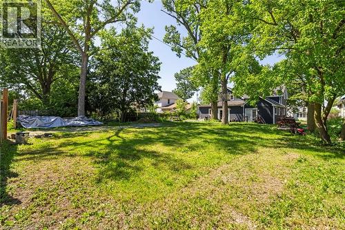 Expansive green space featuring established trees and a partially visible dark-sided dwelling with a white trim - 54 E Chestnut Street E, St. Catharines, ON - Outdoor