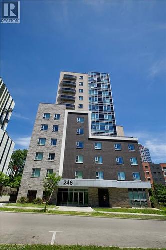 Modern high-rise building with a multi-textured facade - 246 Lester Street Unit# 306, Waterloo, ON 