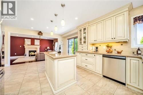 19 Sonata Avenue, Hamilton, ON - Indoor Photo Showing Kitchen With Fireplace With Upgraded Kitchen