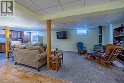 Gas fireplace in the basement family room - 
