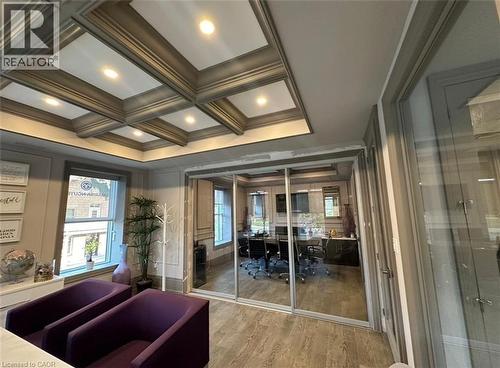 Interior space featuring a coffered ceiling with recessed lighting - 385 E Wilson Street E Unit# 201, Ancaster, ON 