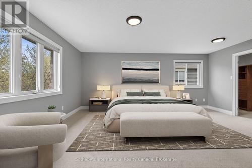 Primary Bedroom (Virtually Staged) - 19 Garbutt Crescent, Collingwood, ON - Indoor Photo Showing Bedroom