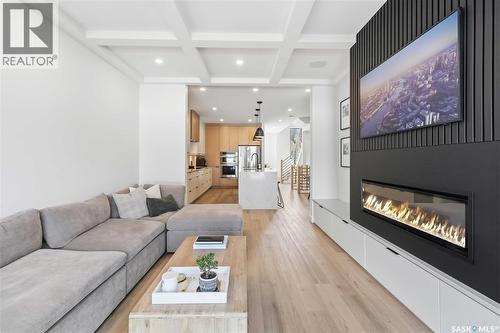 1405 12Th Street E, Saskatoon, SK - Indoor Photo Showing Living Room With Fireplace