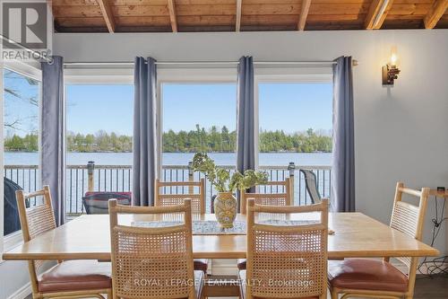69 O2 Otter Lake Road, Rideau Lakes, ON - Indoor Photo Showing Dining Room With Body Of Water