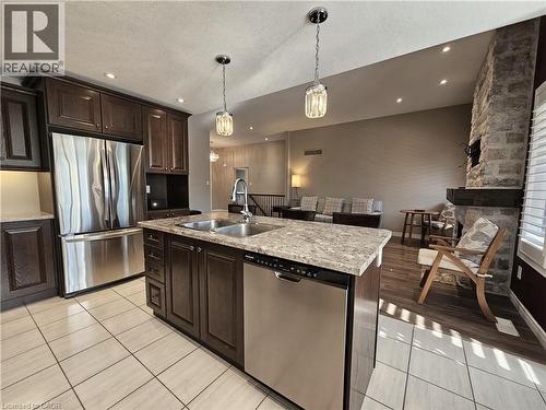 Island featuring a double sink and built-in dishwasher - 98 Allandale Crescent, Simcoe, ON - Indoor Photo Showing Kitchen With Stainless Steel Kitchen With Double Sink With Upgraded Kitchen