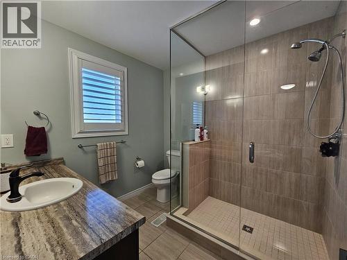3pc Ensuite with frameless glass shower - 98 Allandale Crescent, Simcoe, ON - Indoor Photo Showing Bathroom