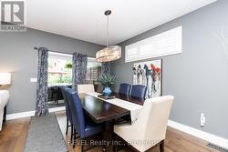 Dining room with sliding doors to covered deck - 