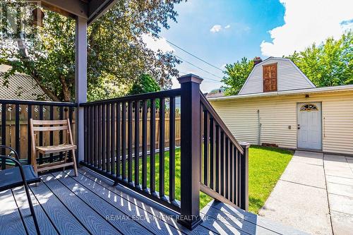 Rear Deck overlooking backyard and Garages - 82 Burris Street, Hamilton, ON 